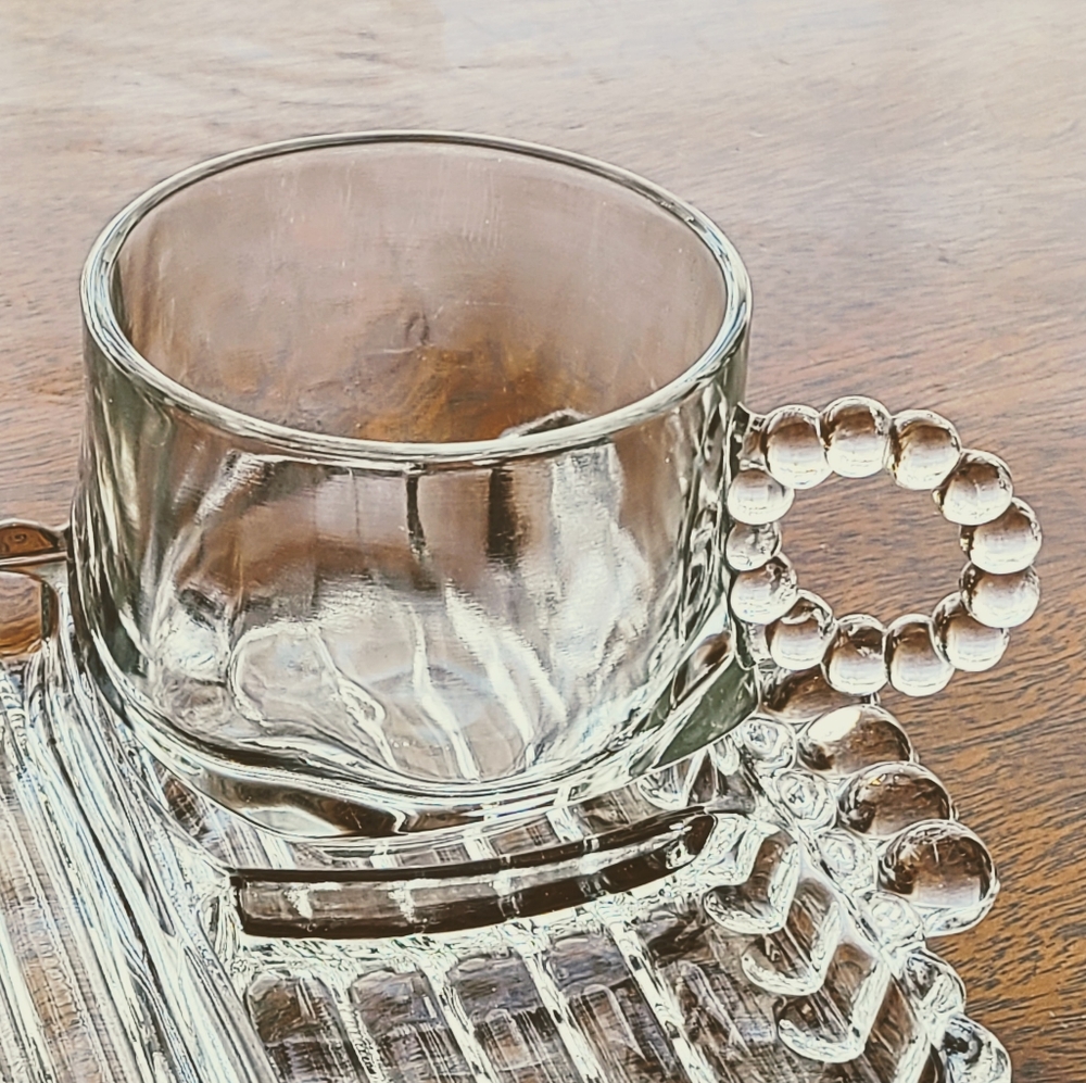 Vintage TeaCup & Tray Glass Set